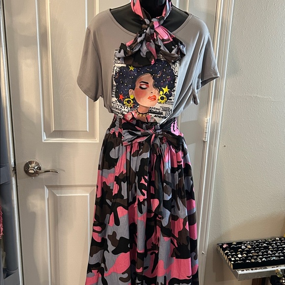 Camouflage Pink, Gray and Black Maxi Skirt! - Picture 15 of 16
